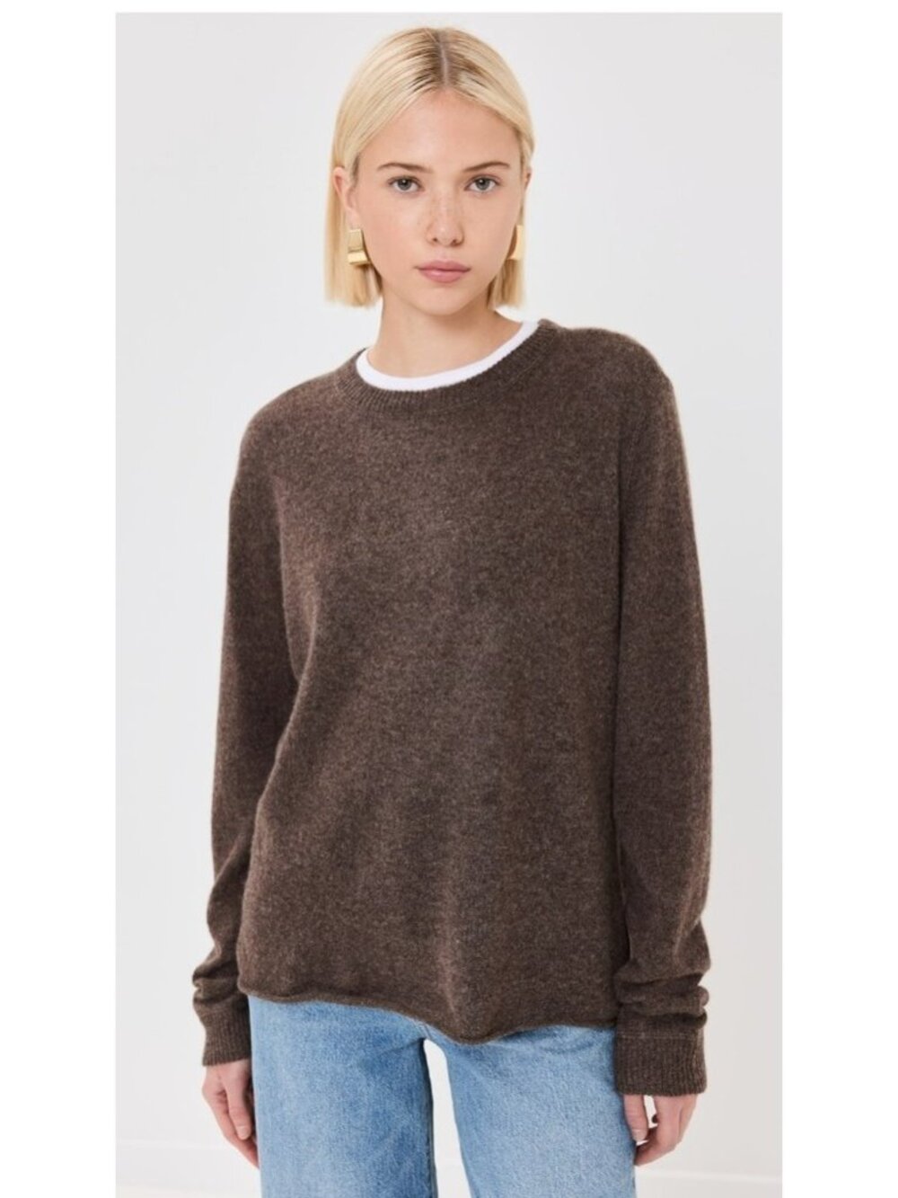 Reformation 100% Cashmere Sweater Women Medium Brown Crewneck Soft Minimalist